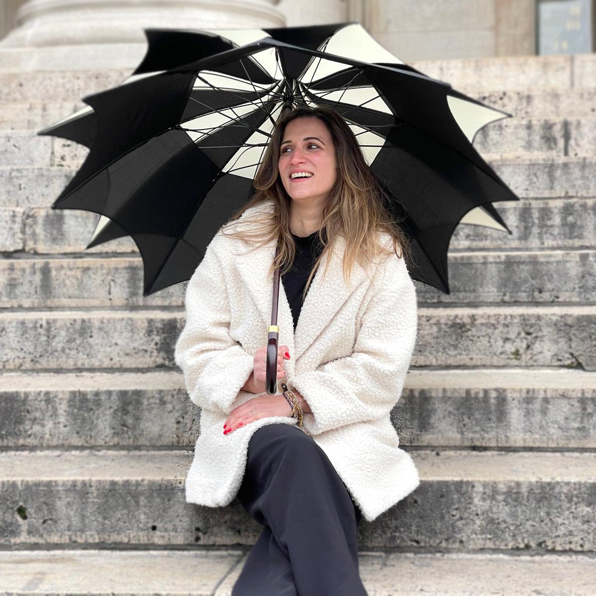 Parapluie Femme Luxe Noir Blanc