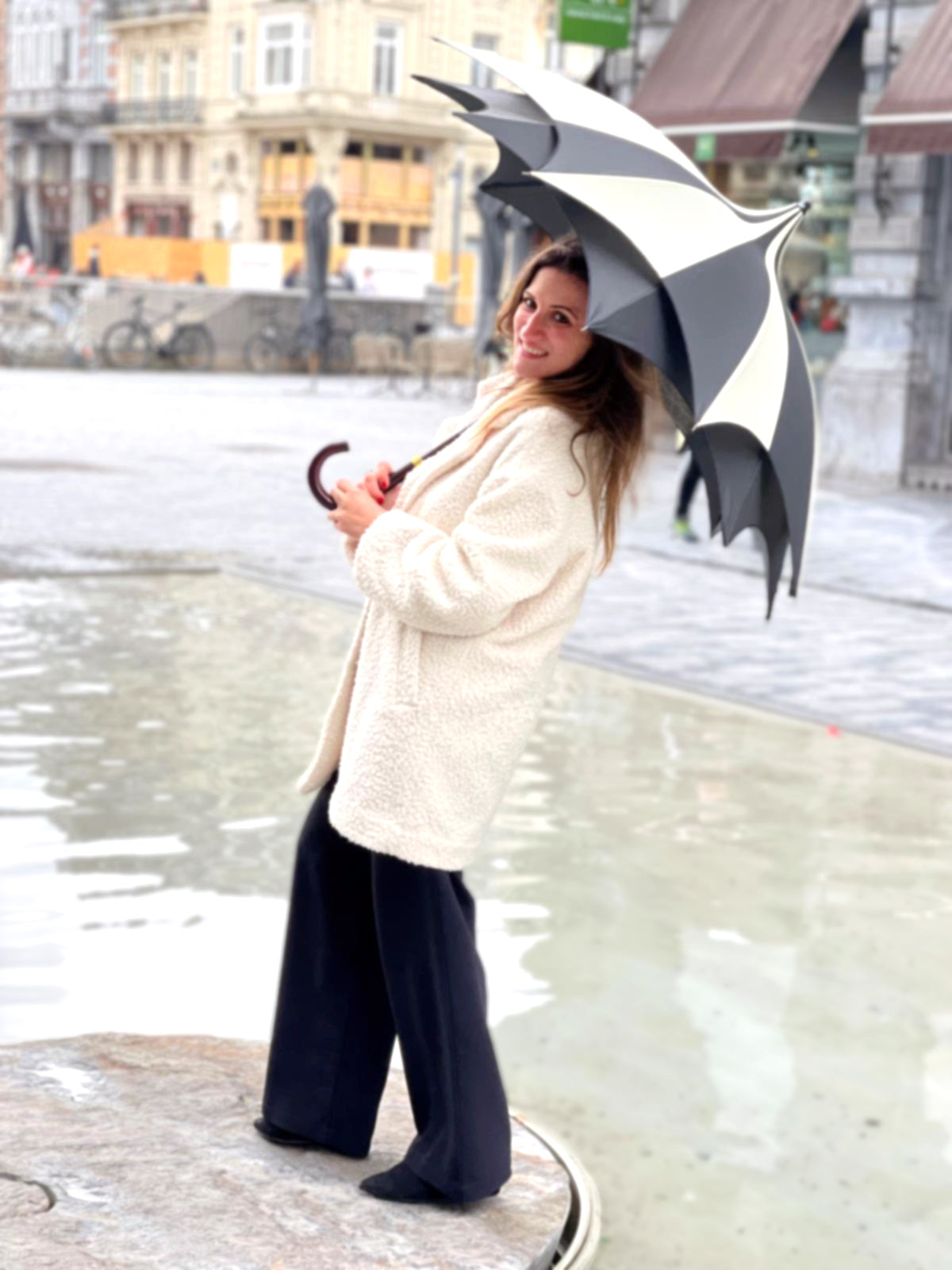 Parapluie Femme Luxe Noir Blanc